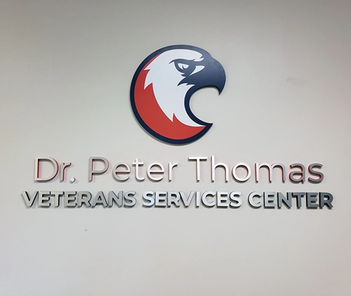 Veteran services sign