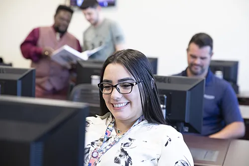 Student on computer